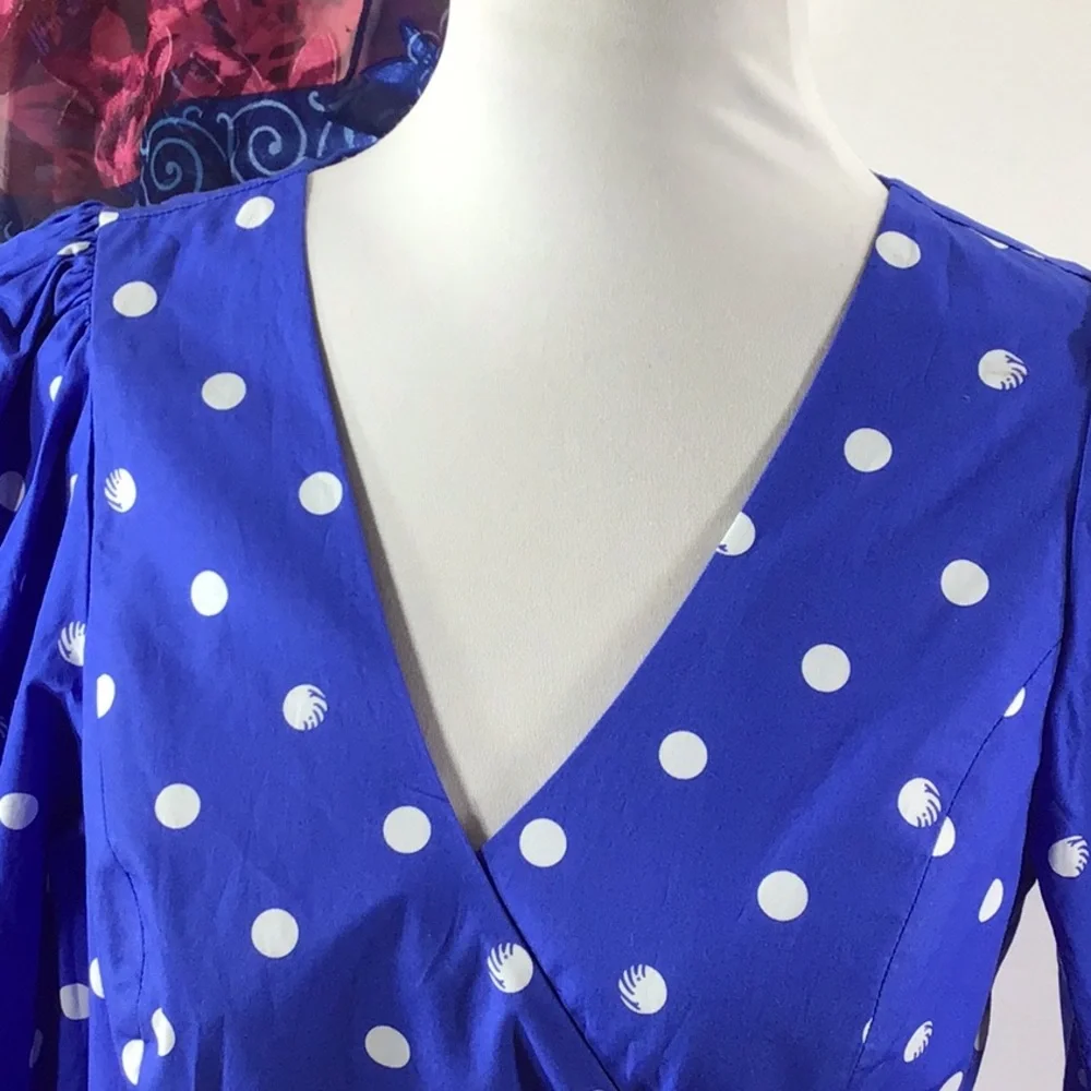 Lilly Pulitzer Kara blue polka dot wrap top 4 NWT - Picture 2 of 12